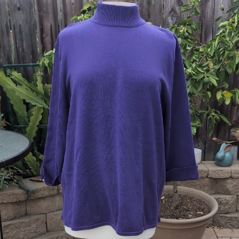 Style & Co Purple Cowl Neck Sweater with Ribbed Cuffs